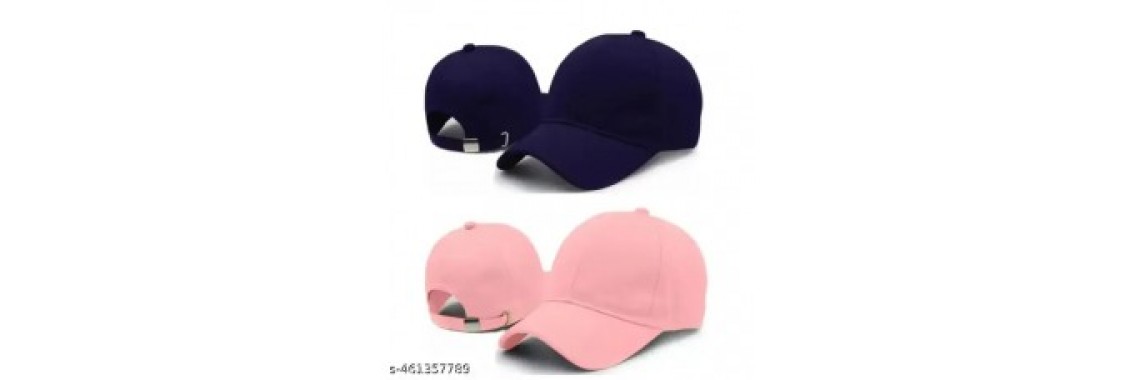 Plain Cotton Caps For Men In Blue & Pink